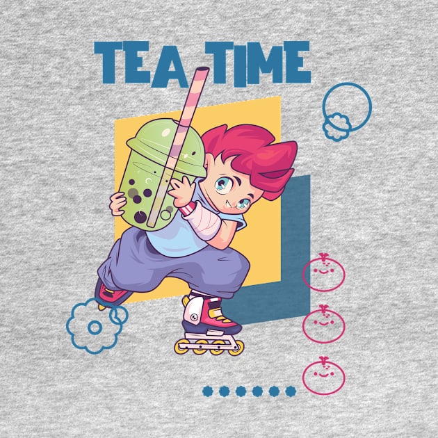 Bubble tea skating character - roller skating by Solum Shirts